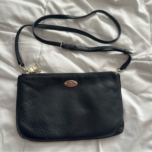 Vintage Coach Lyla Double Gusset Crossbody Bag Black - Picture 2 of 12